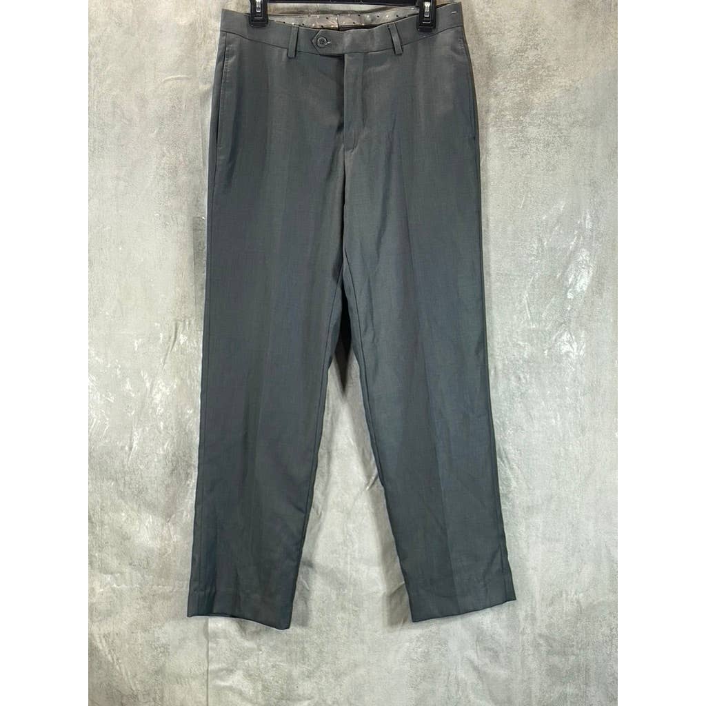 PRONTO UOMO Men's Grey Modern-Fit Flat-Front Pants SZ 32X30