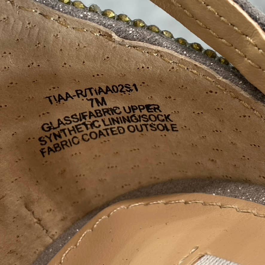 STEVE MADDEN Women's Silver Rhinestone Tiaa Square-Toe Two-Piece Sandals SZ 7