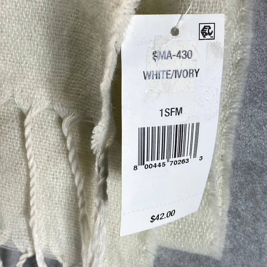 STEVE MADDEN Women's White/Ivory Cozy Blanket Fringe-Detail Scarf SZ OS