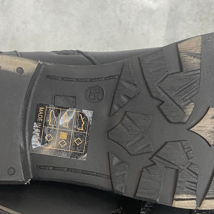 GC. SHOES Black Bailey Faux Fur Inside Zip Round-Toe Block Heel Boots SZ 6.5