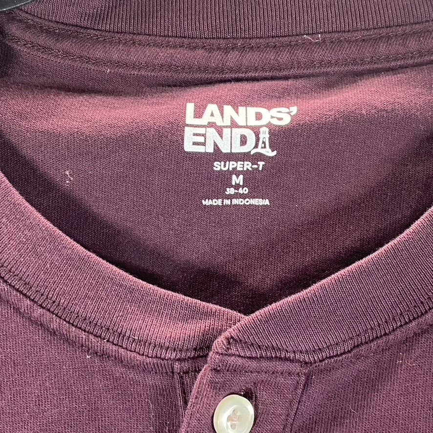 LANDS' END Men's Tall Burgundy Super-T Long-Sleeve Henley Shirt SZ M