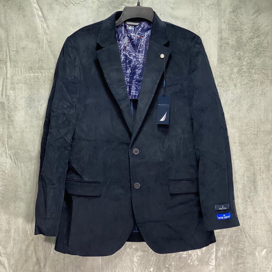 NAUTICA Long Navy Modern-Fit Active Stretch Two-Button Corduroy Sport Coat SZ 42L