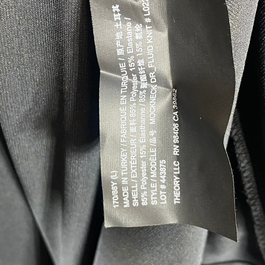 THEORY Women's Black Fluid Knit Mock-Neck Sleeveless Midi Dress SZ L