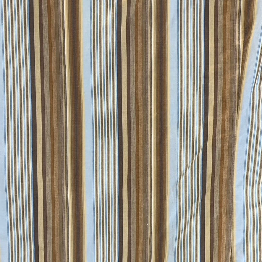 PS. PAUL SMITH Men's Brown/Blue Striped Satin-Trim Wide Cuff Shirt SZ NA