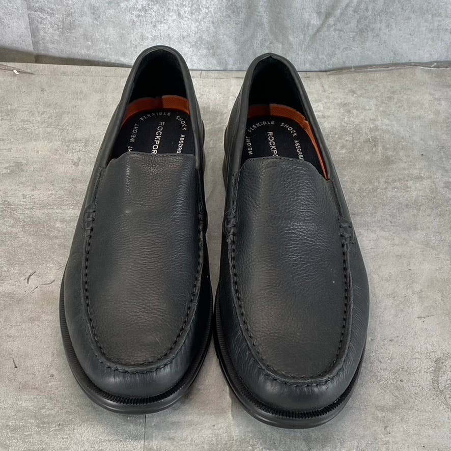 ROCKPORT Men's Black Leather Palmer Venetian Slip-On Loafers SZ 12