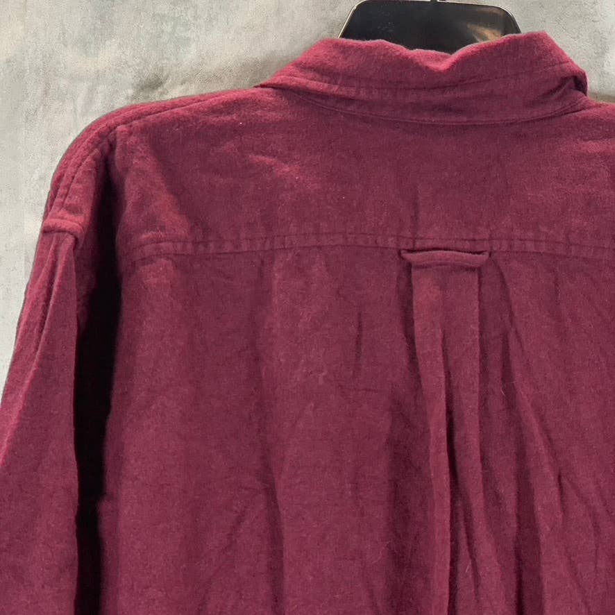 LANDS' END Men's Burgundy Traditional-Fit Long-Sleeve Button-Up Shirt SZ L
