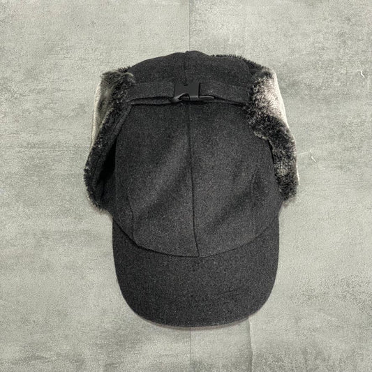 PUBLIC OPINION Charcoal Faux-Fur Trimmed Trapper Hat SZ OS