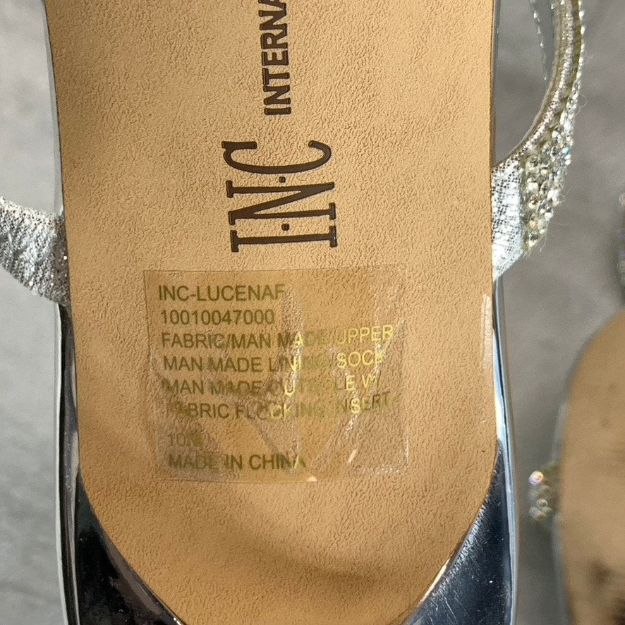 INC INTERNATIONAL CONCEPTS Women's Silver Rhinestone Embellished Lucena Dress Sandals SZ 10