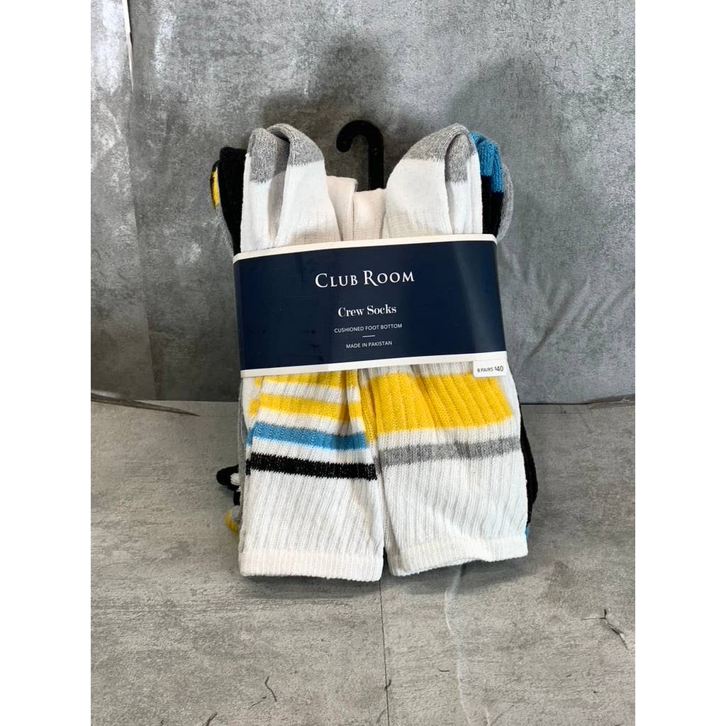 Club Room Men's Multi Striped 8-Pack Crew Socks SZ 10-13