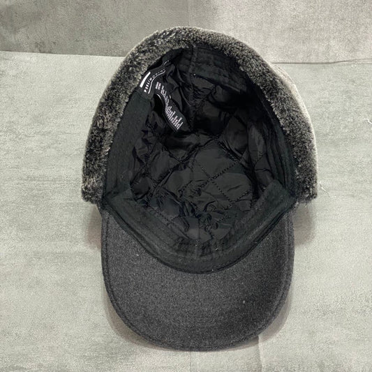 PUBLIC OPINION Charcoal Faux-Fur Trimmed Trapper Hat SZ OS