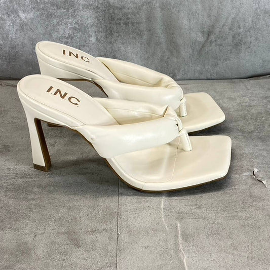 INC INTERNATIONAL CONCEPTS Women's White Smooth Sagee Thong Dress Sandals SZ 5