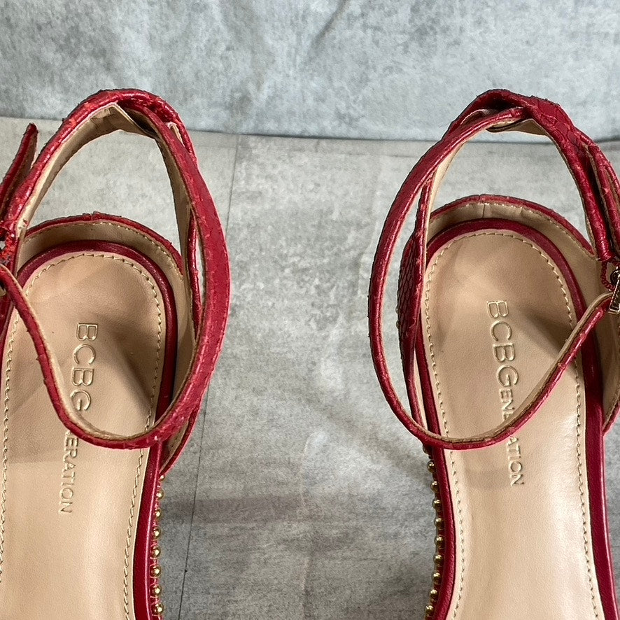 BCBGENERATION Lipstick Breach Leather Jaxina Textured Stiletto Sandals SZ 6