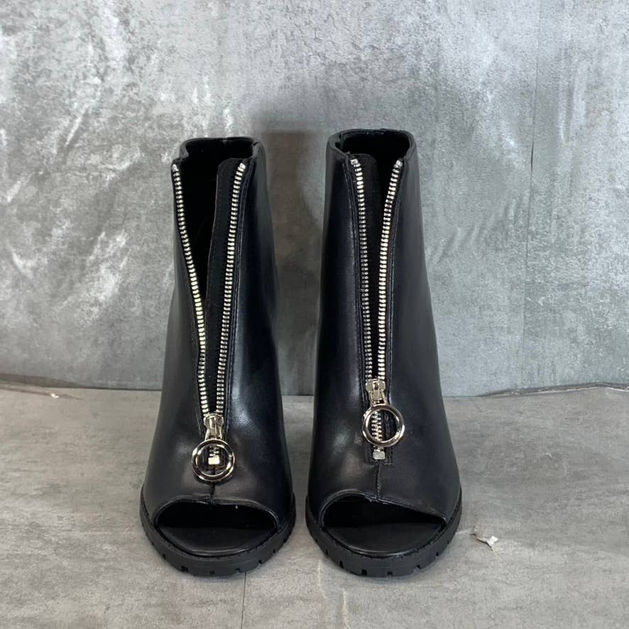 BAR III Women's Black Smooth Dillan Peep-Toe Front-Zip Shooties SZ 7.5