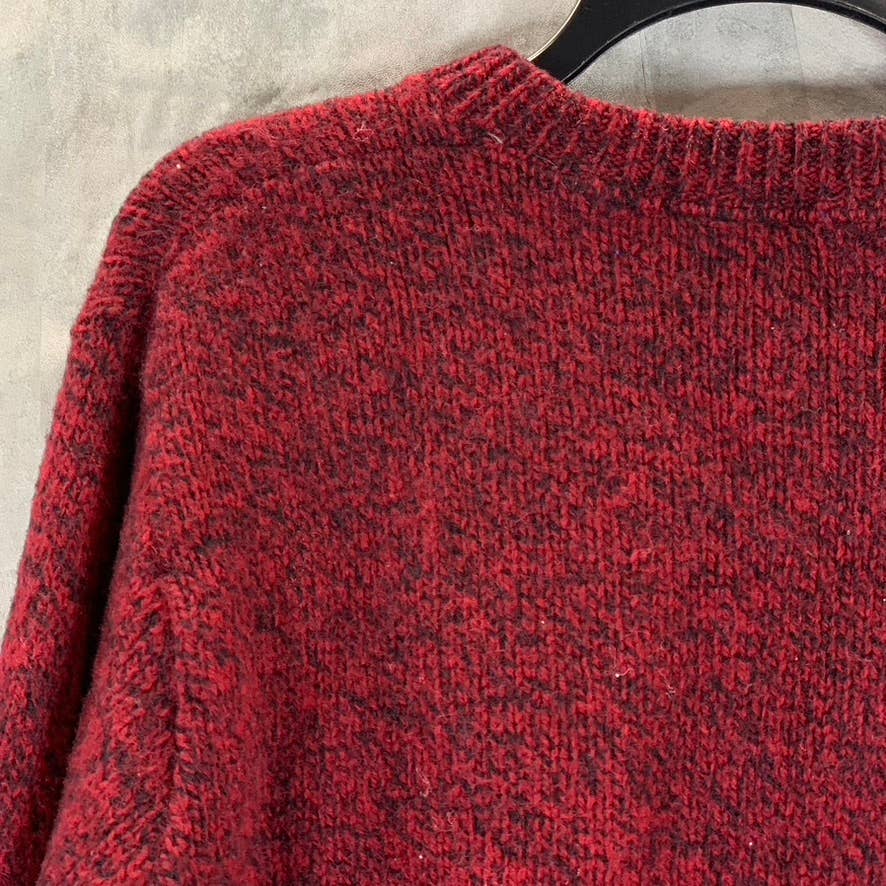 LANDS' END Men's Tall Vintage Red Marble Wool Blend Crewneck Sweater SZ L/T
