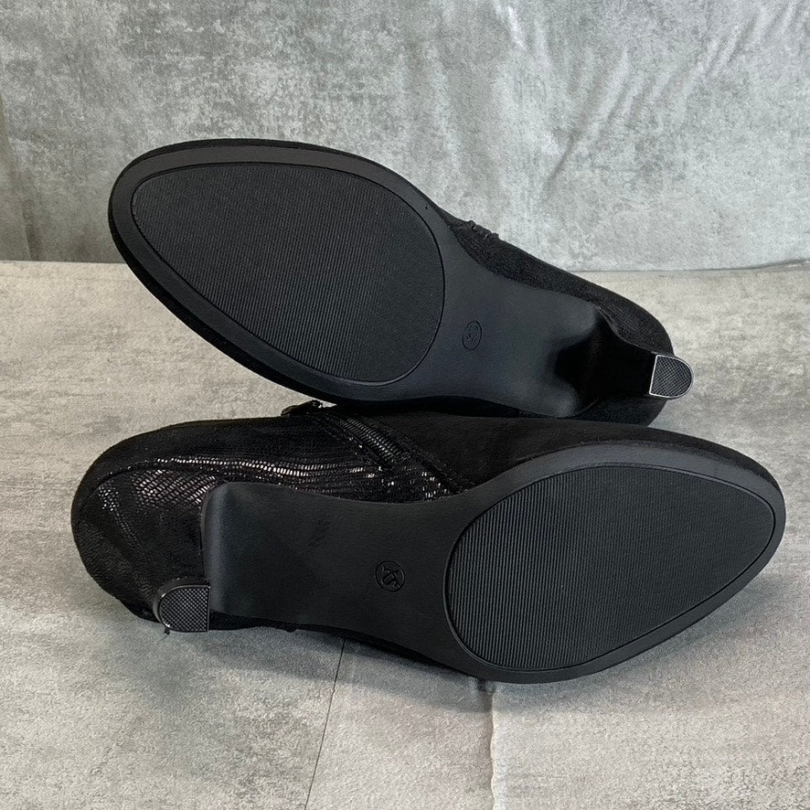 KAREN SCOTT Women's Black Microsuede Melanni Almond-Toe Slip-On Booties SZ 7