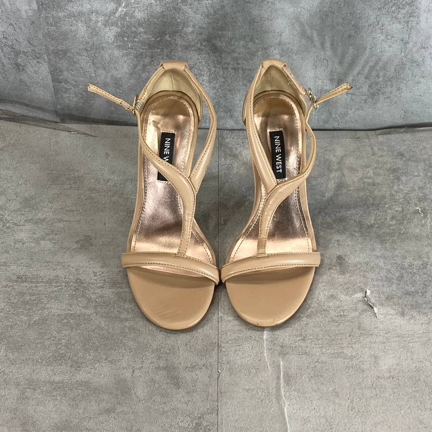 NINE WEST Women's Light Natural Melike Strappy Heeled Dress Sandals SZ 5