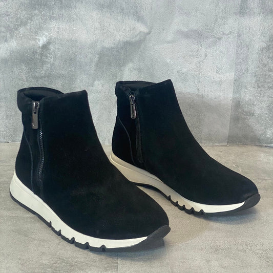 EASY SPIRIT Black Leather Ives Waterproof Slip-On Sneaker Wedge Booties SZ 7