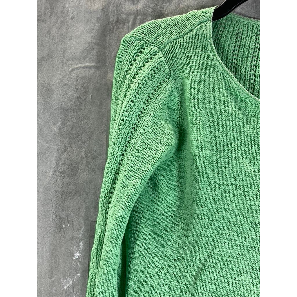 RACHEL ZOE Women's Mint Green Karla Crewneck Detailed Pullover Sweater SZ L