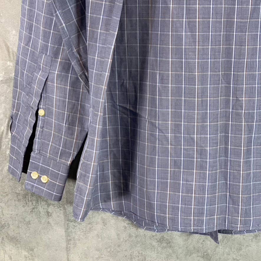 MICHAEL KORS Men's Blue Plaid Regular-Fit Long-Sleeve Button-Up Dress Shirt SZ L