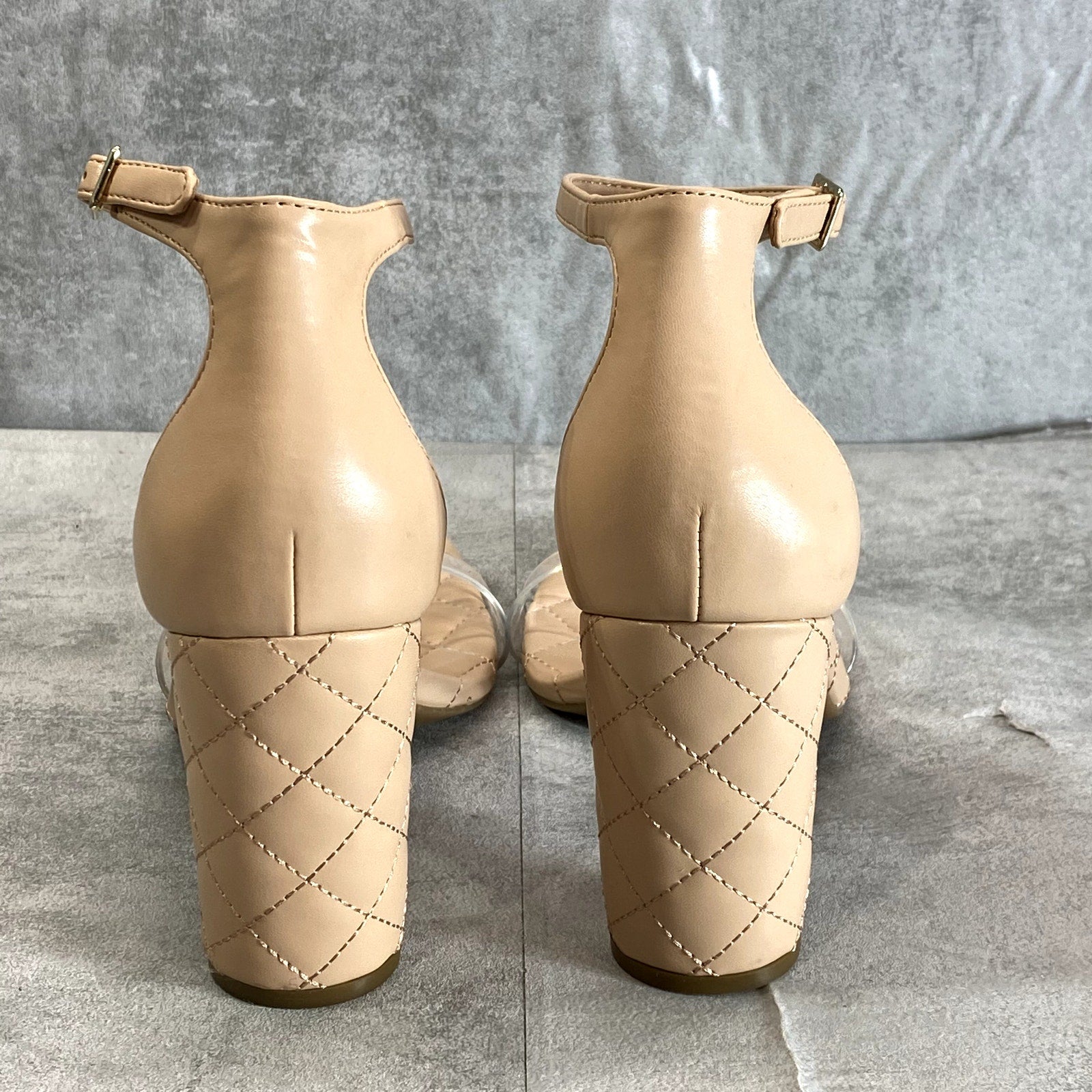 INC INTERNATIONAL CONCEPTS Women’s Nude Quilted Lexini Two-Piece Block-Heel Sandals SZ8