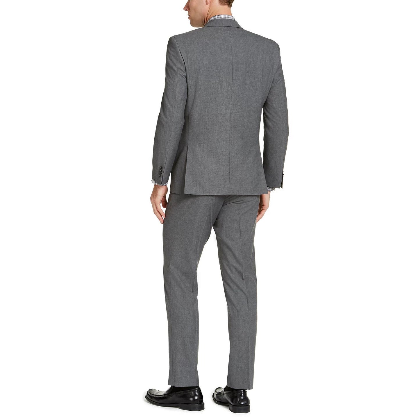 IZOD Long Solid Grey Classic-Fit Two-Button Flat Front Stretch Suit SZ 42L