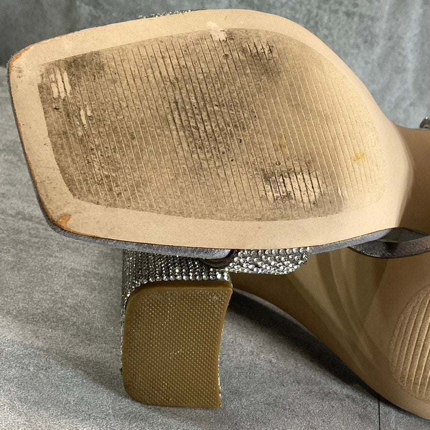 STEVE MADDEN Women's Silver Rhinestone Embellished Tiaa Square-Toe Two-Piece