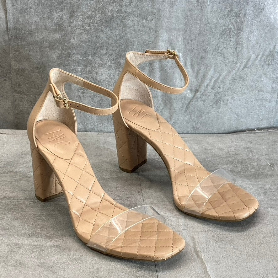 INC INTERNATIONAL CONCEPTS Women’s Nude Quilted Lexini Two-Piece Block-Heel Sandals SZ8