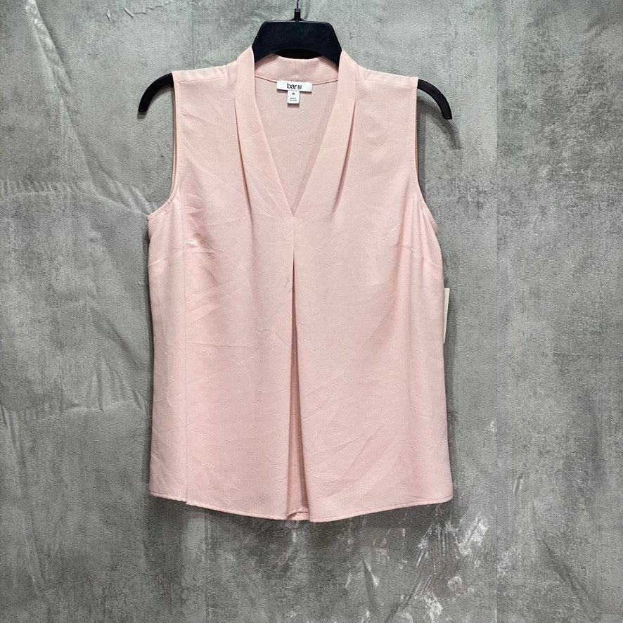 BAR III Rosebud Inverted-Pleat V-Neck Sleeveless Top SZ M