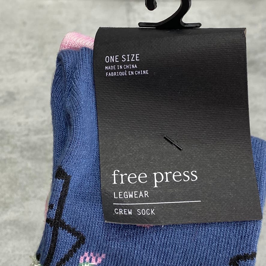 FREE PRESS Navy/Pink Flamingo Novelty Crew Socks 2pack SZ OS