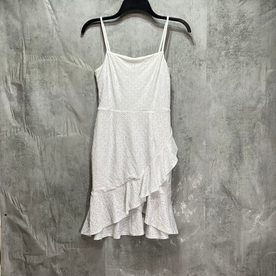 BAR III Bright White Ruffled Eyelet Sleeveless High-Low Hem Mini Dress SZ XS