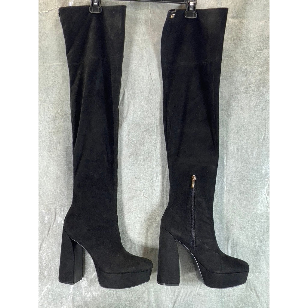 GUESS Women's Black Faux Suede Cristy Over-The-Knee Platform Boots SZ 11