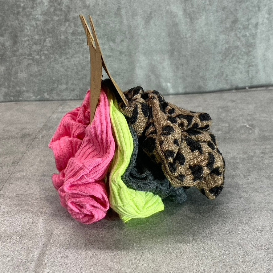 BERRY Women's Assorted Ribbed Animal-Print 4-Piece Hair Scrunchies SZ OS