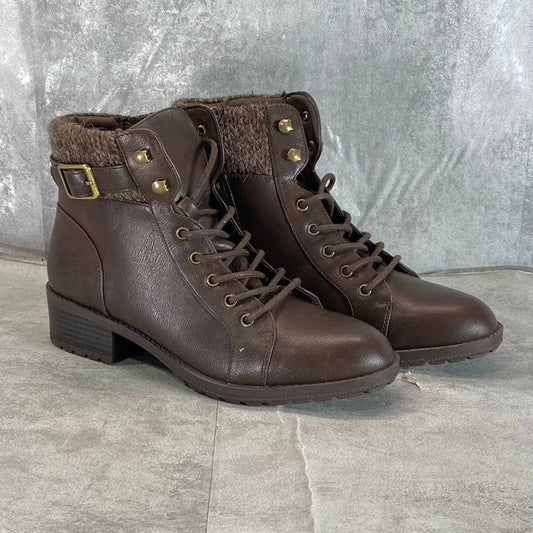 STYLE & CO Women's Chocolate Gaiel Lace-Up Cold-Weather Lug-Sole Boots SZ 8.5