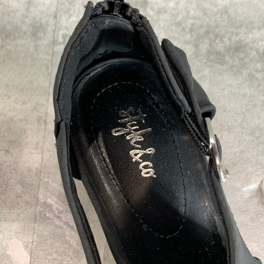 STYLE & CO Women's Black Jennaa Peep-Toe Cut-Out Block-Heel Shooties SZ 11