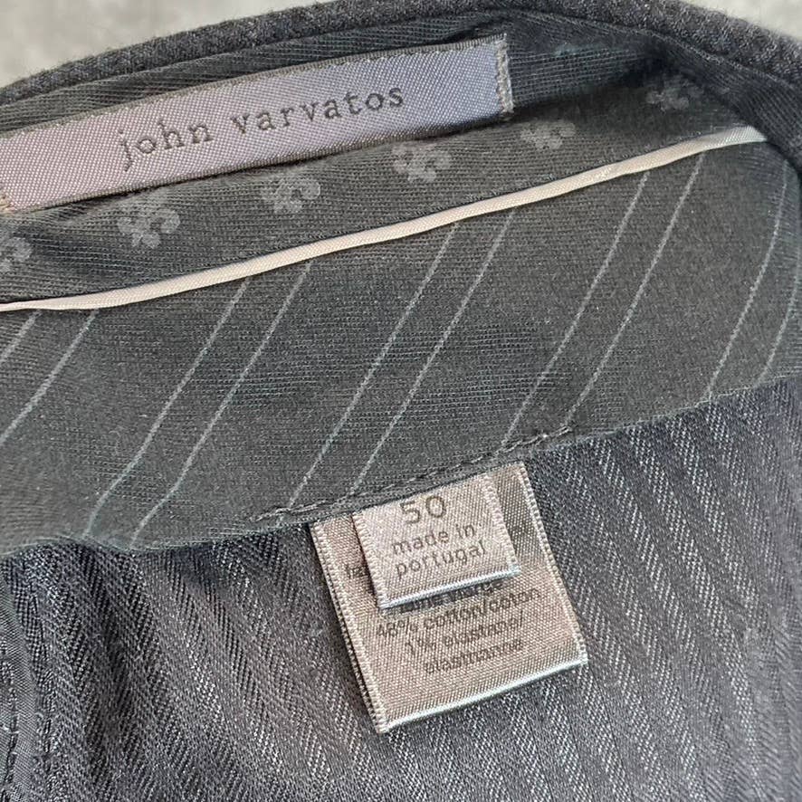 JOHN VARVATOS Men's Black Windowpane Flat-Front Straight-Leg Pants SZ 32