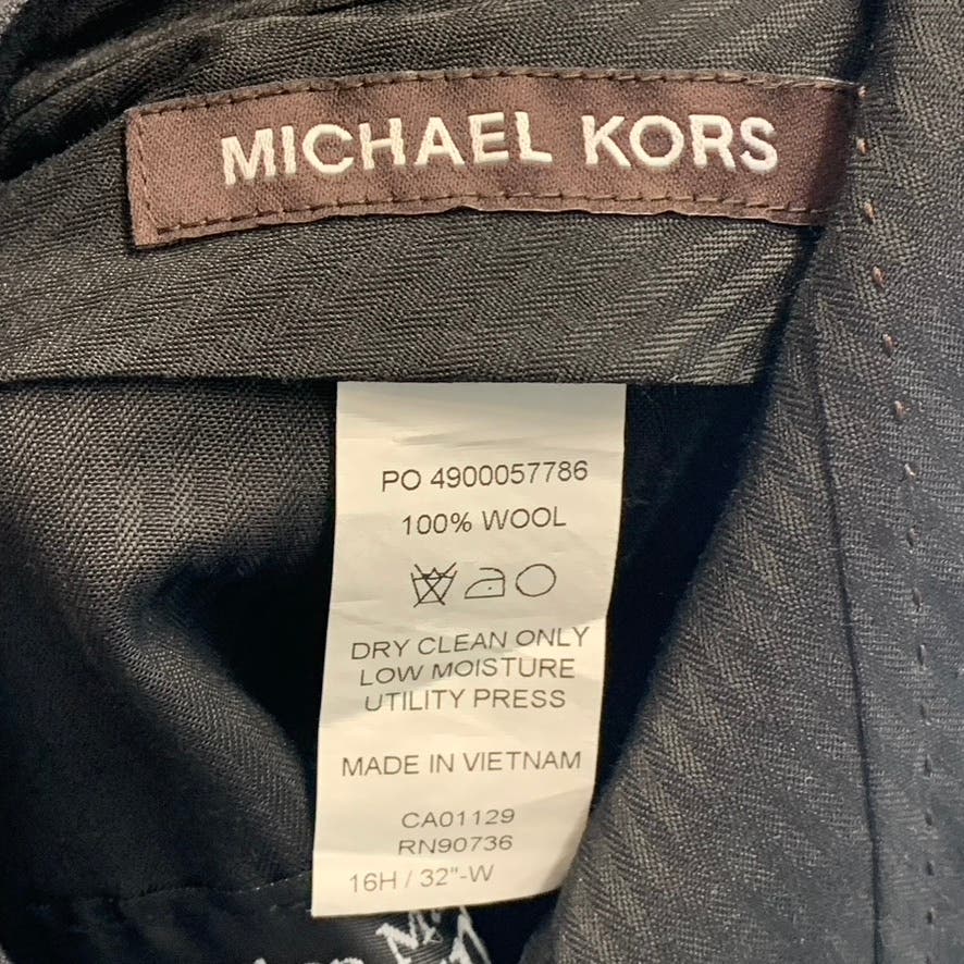 MICHAEL KORS Men's Charcoal Modern-Fit Wool Flat front Suit Pants SZ 32