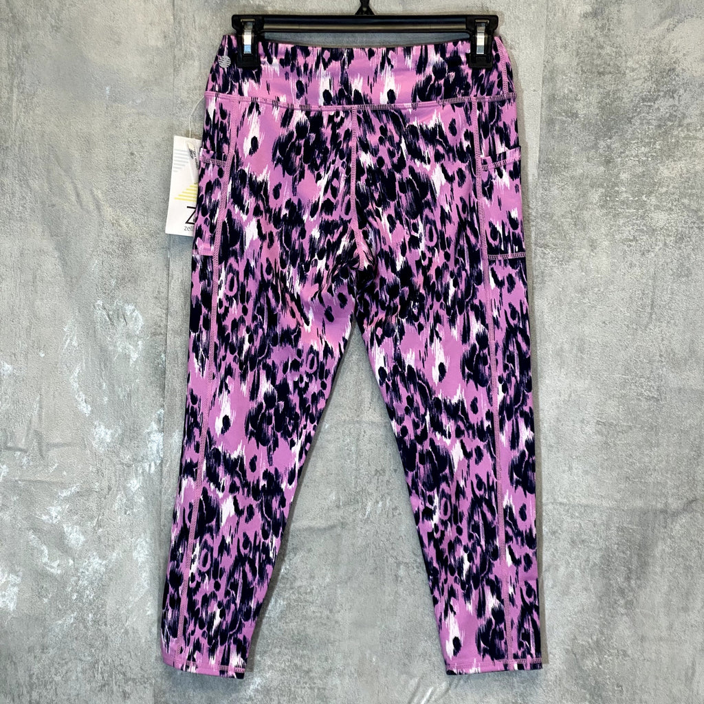 Z BY ZELLA Girl's Purple Opera Saker Print High-Rise Pull-On Cropped Leggings SZ XL