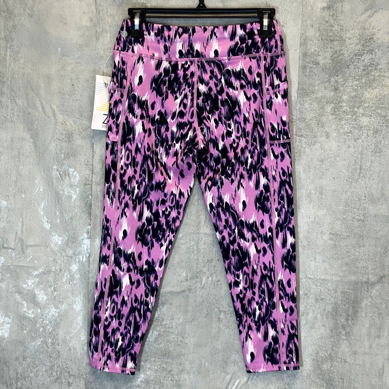 Z BY ZELLA Girl's Purple Opera Saker Print High-Rise Pull-On Cropped Leggings SZ XL