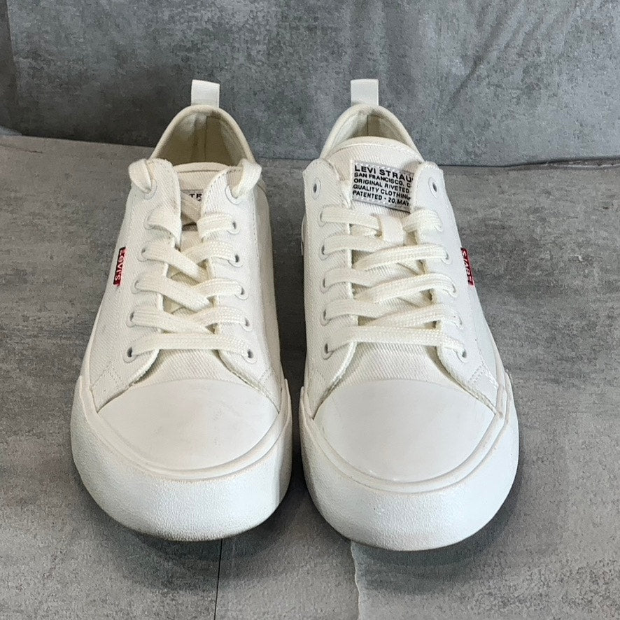 LEVI'S Women's White Mono Canvas Becky Low-Top Lace-Up Sneakers SZ 9