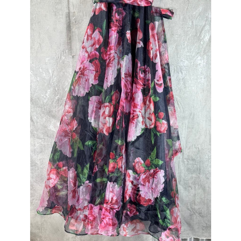 ELIZA J Women's Navy Square-Neck Floral-Print Skirt Gown SZ 6