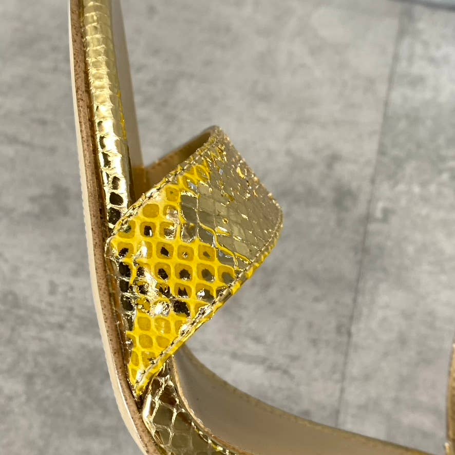 MICHAEL MICHAEL KORS Women's Gold Metallic Amos Ankle Cuff Stiletto Sandals SZ10