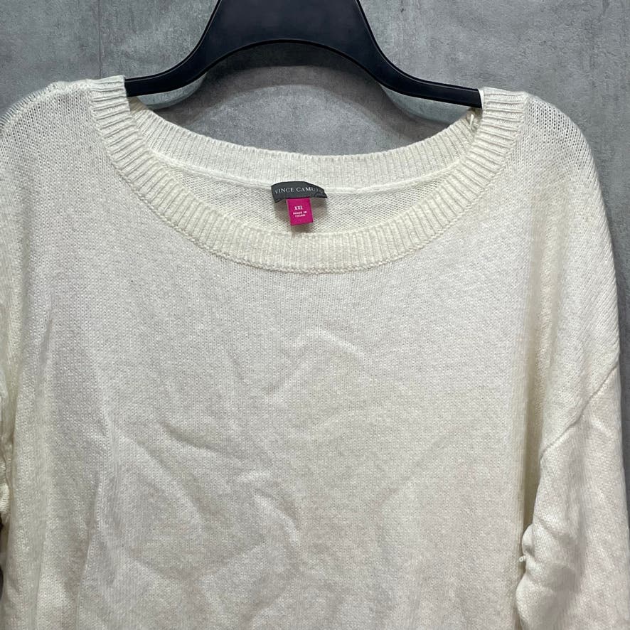 VINCE CAMUTO Cream Braided Long Sleeve Crewneck Pullover Sweater SZ 2XL