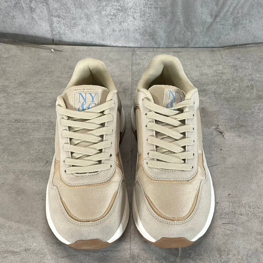 NEW YORK & COMPANY Men's Beige Harvey Low-Top Lace-Up Sneakers SZ 8