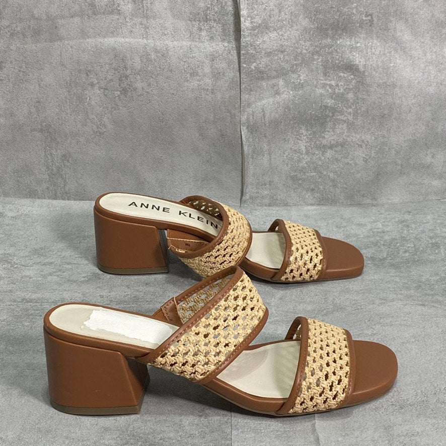 ANNE KLEIN Tan Brooke Block-Heel Slip-On Sandals SZ 7.5