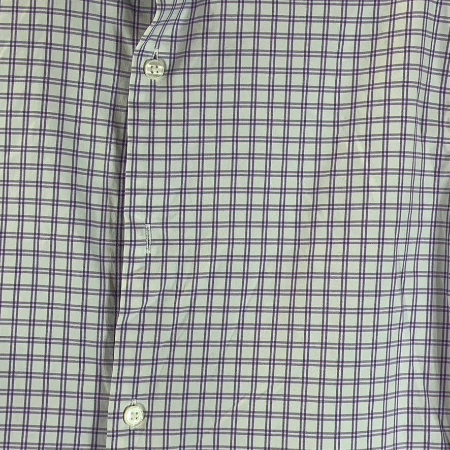 BONOBOS Men's Short White/Purple Slim-Fit Button-Up Long-Sleeve Shirt SZ XS