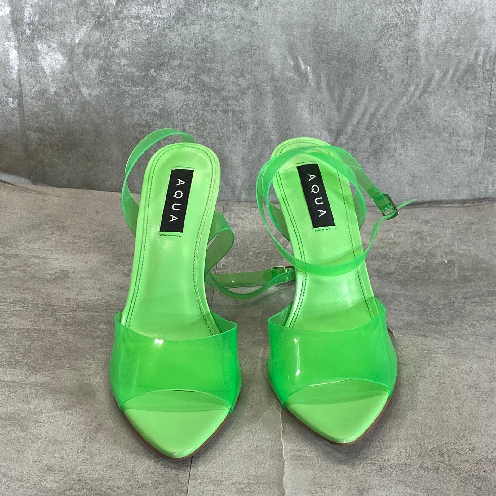AQUA Women's Green Milan Ankle-Strap Pointed-Toe Stiletto Sandals SZ 9
