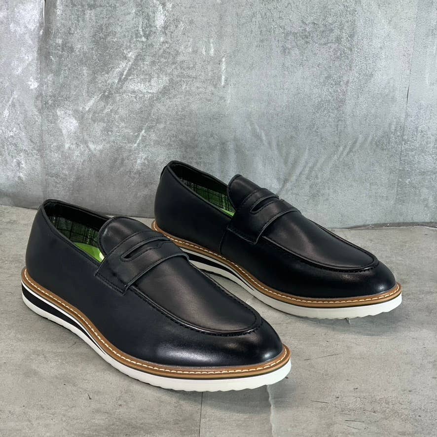 VANCE CO. Men's Black Faux-Leather Albert Slip-On Penny Loafers SZ 9