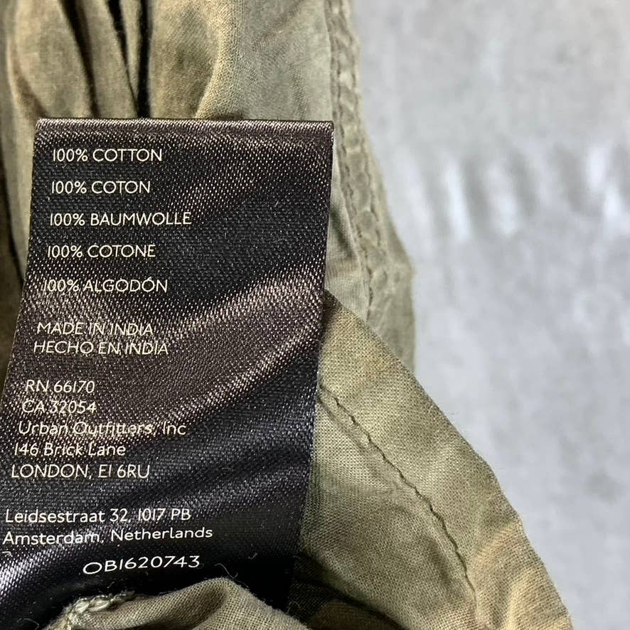 BDG URBAN OUTFITTERS Women's Olive Dye Cotton Button-Up Long-Sleeve Shirt SZ S