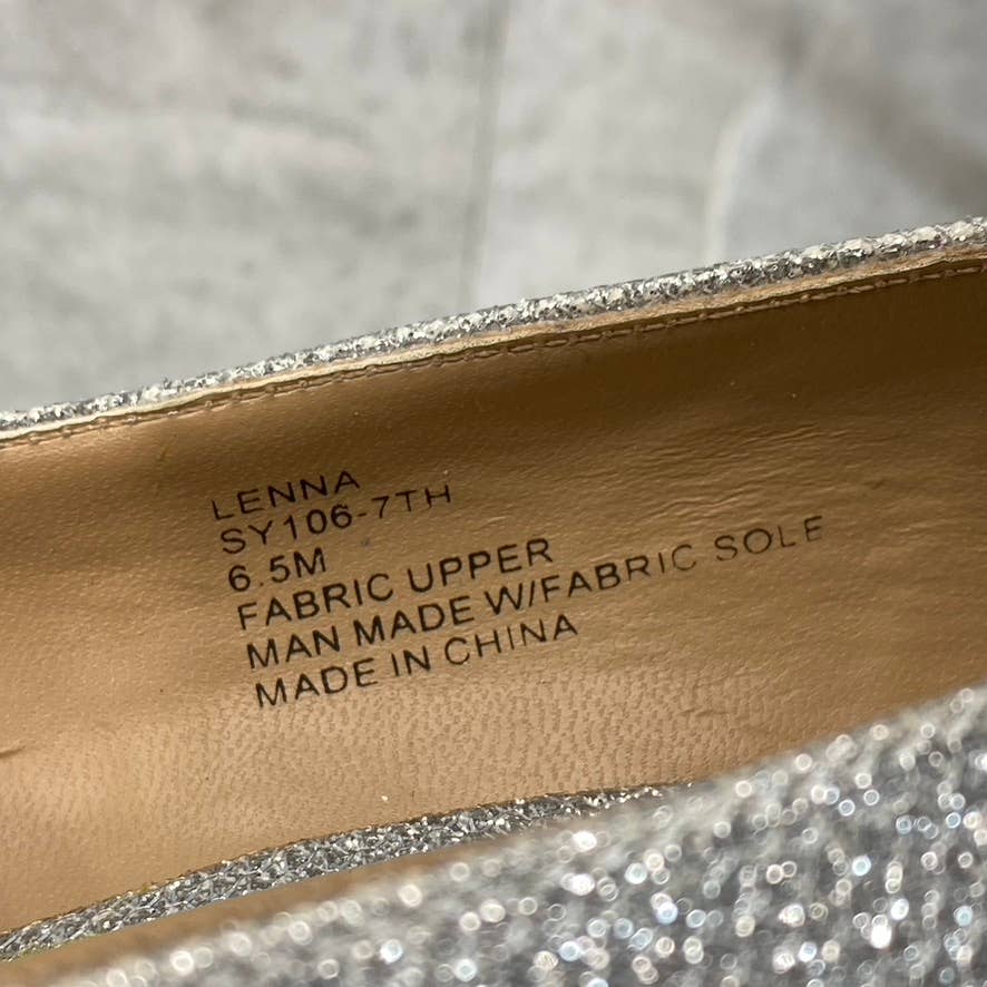 THALIA SODI Women's Silver Rhinestone Lenna Stiletto Peep-Toe Pumps SZ 6.5