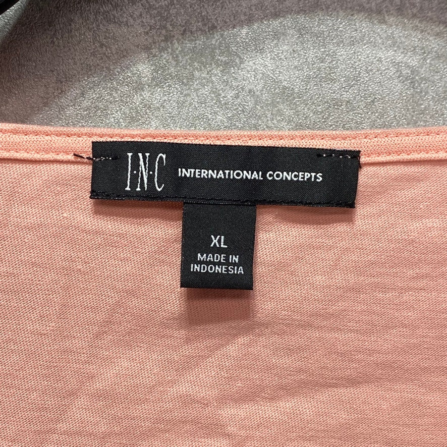 INC INTERNATIONAL CONCEPTS Mango Beach Smocked Waist Crewneck Short Sleeve Top SZ XL